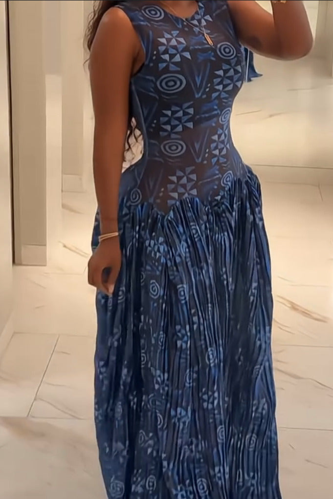 Adinkra Pleated Maxi Dress