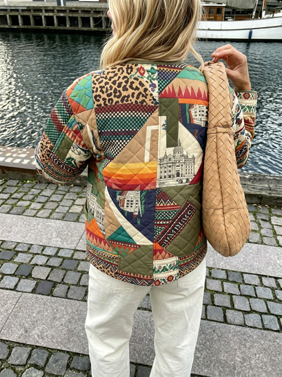 Cityscape Patchwork Quilted Jacket