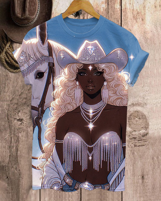 Music Festival Cowgirl Carter Crew Neck Short Sleeve Tshirt