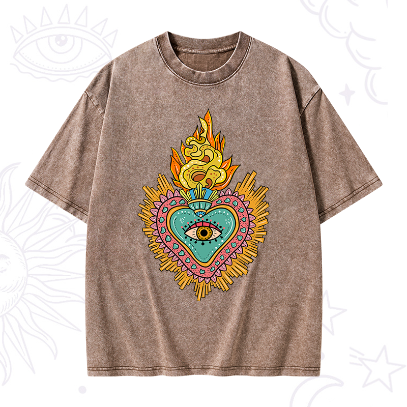 Rainbow Sacred Heart Washed T-Shirt