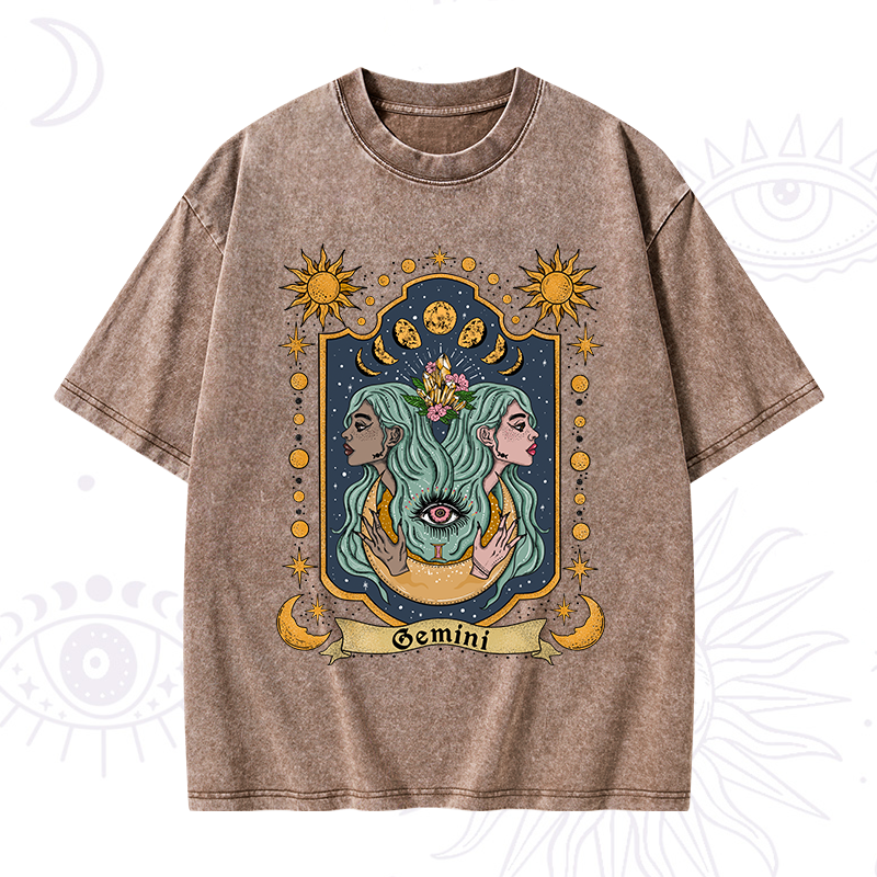 Gemini Zodiac Washed T-Shirt