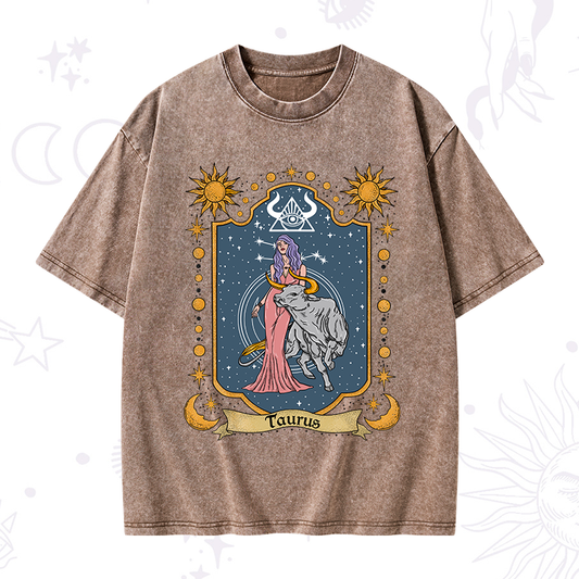 Taurus Zodiac Washed T-Shirt