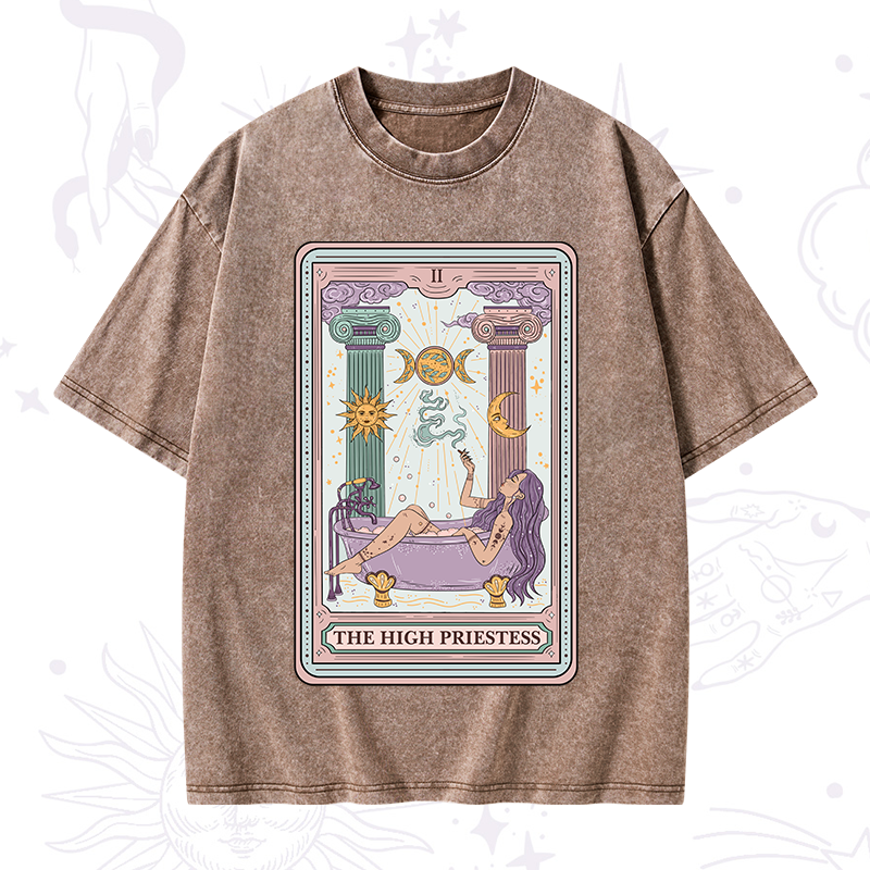 The High Priestess Tarot Washed T-Shirt