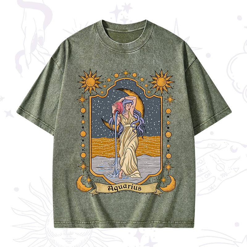 Aquarius Zodiac Washed T-Shirt