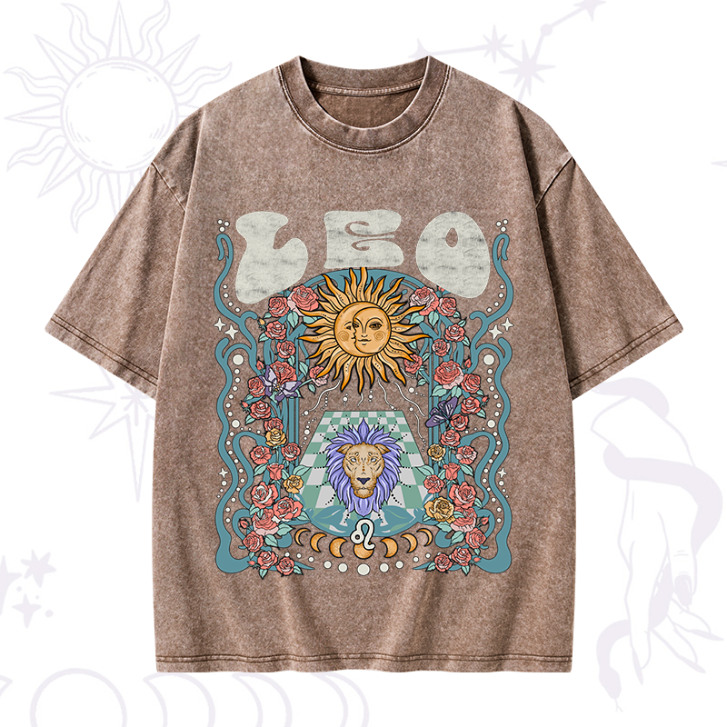 Leo Spirit Zodiac Washed T-Shirt