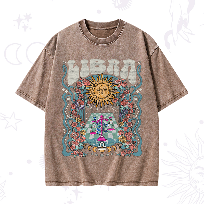 Libra Spirit Zodiac Washed T-Shirt