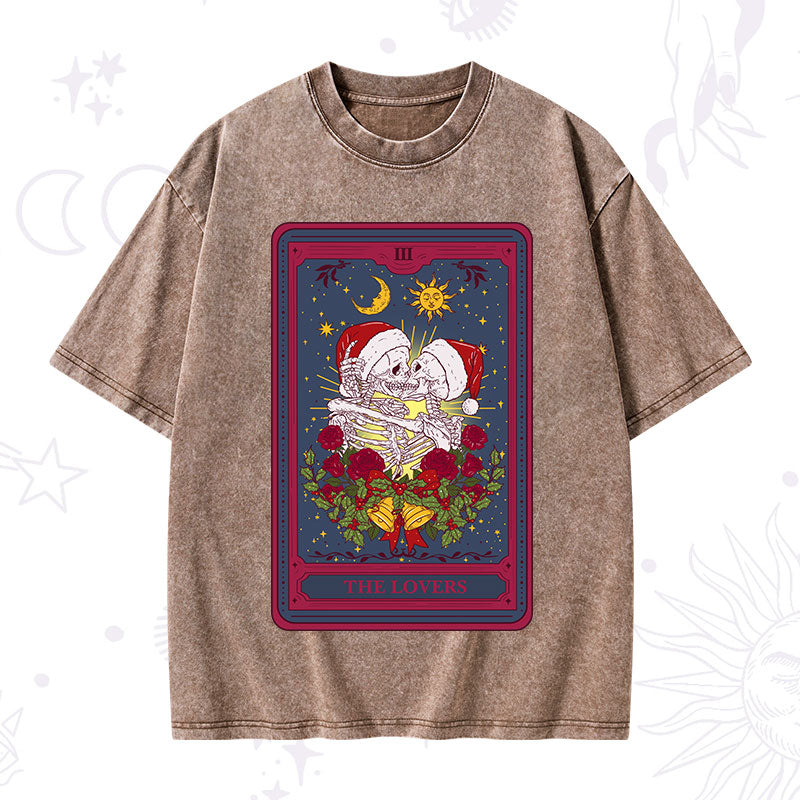 Christmas The Lovers Tarot Washed T-Shirt