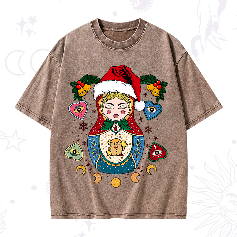 Christmas Nesting Doll Washed T-Shirt