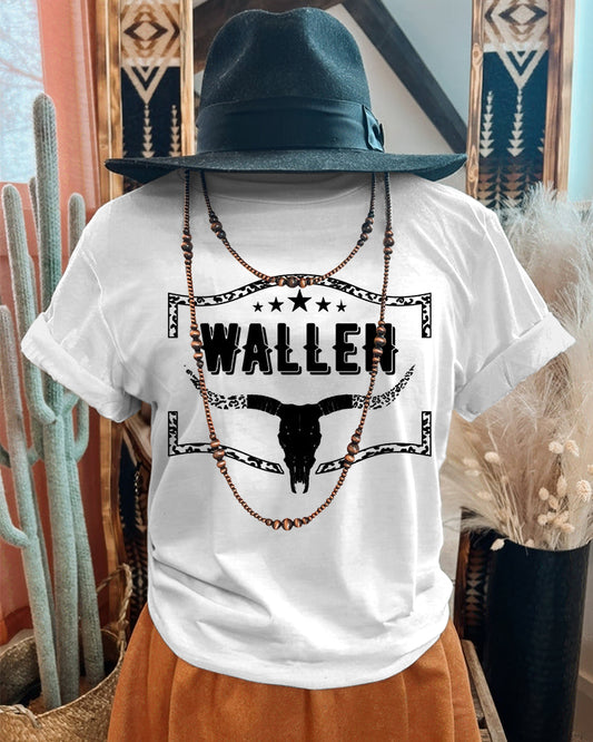 Western Bull Head Print 100% Cotton Crew Neck Short Sleeve Tshirt
