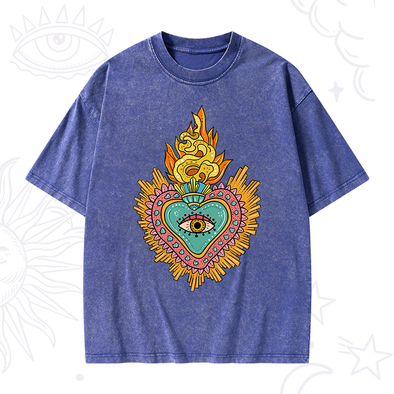 Rainbow Sacred Heart Washed T-Shirt