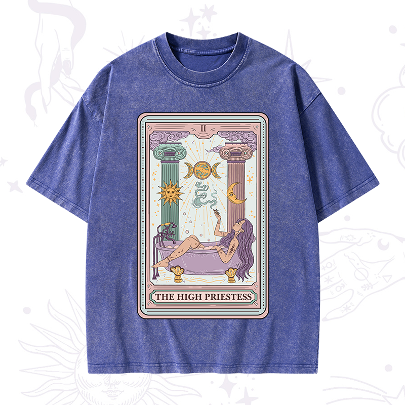 The High Priestess Tarot Washed T-Shirt