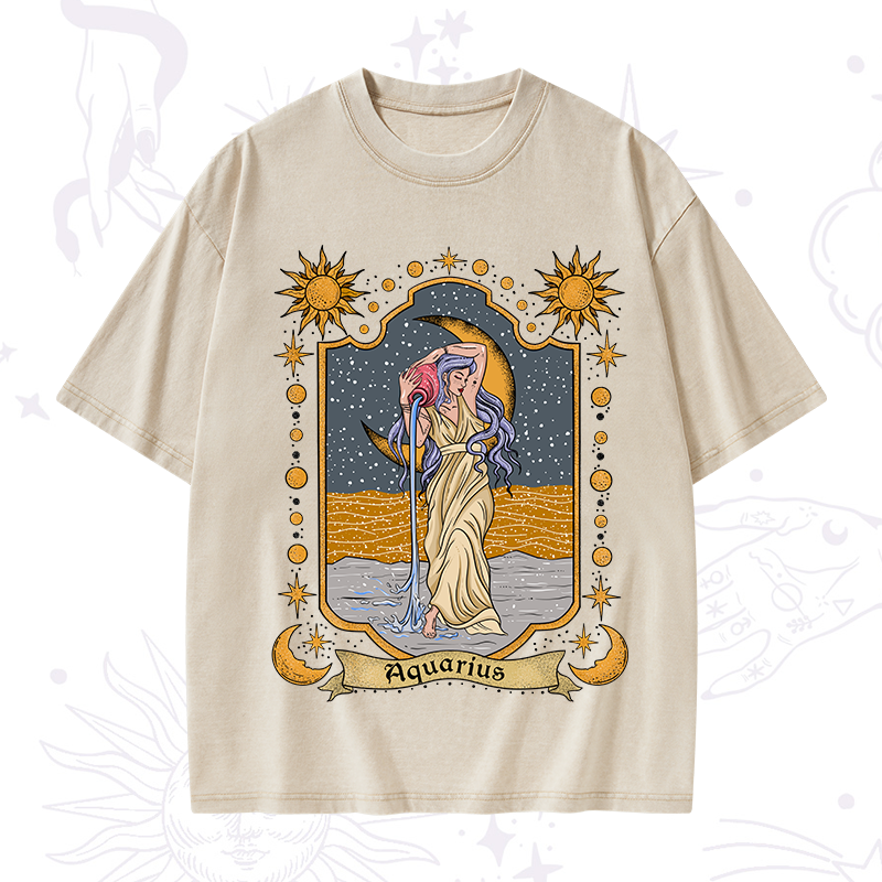 Aquarius Zodiac Washed T-Shirt