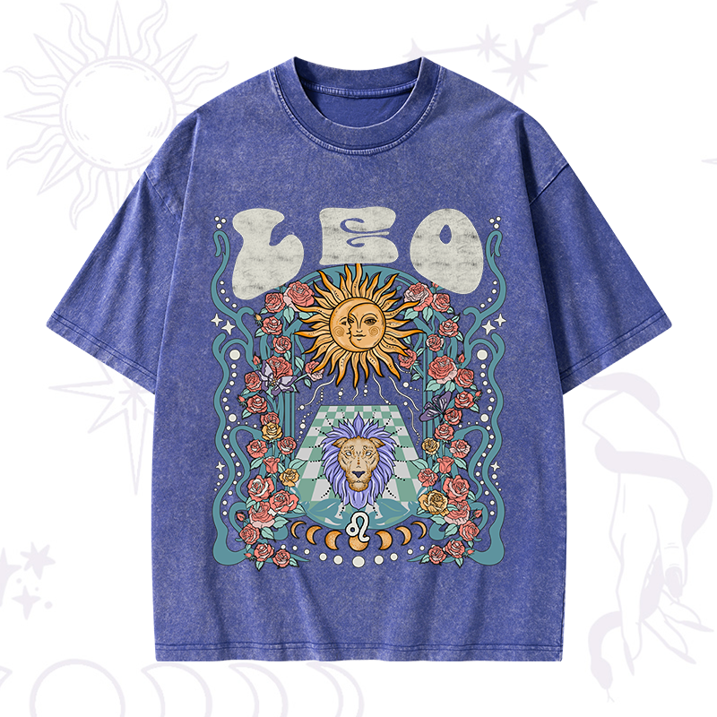 Leo Spirit Zodiac Washed T-Shirt