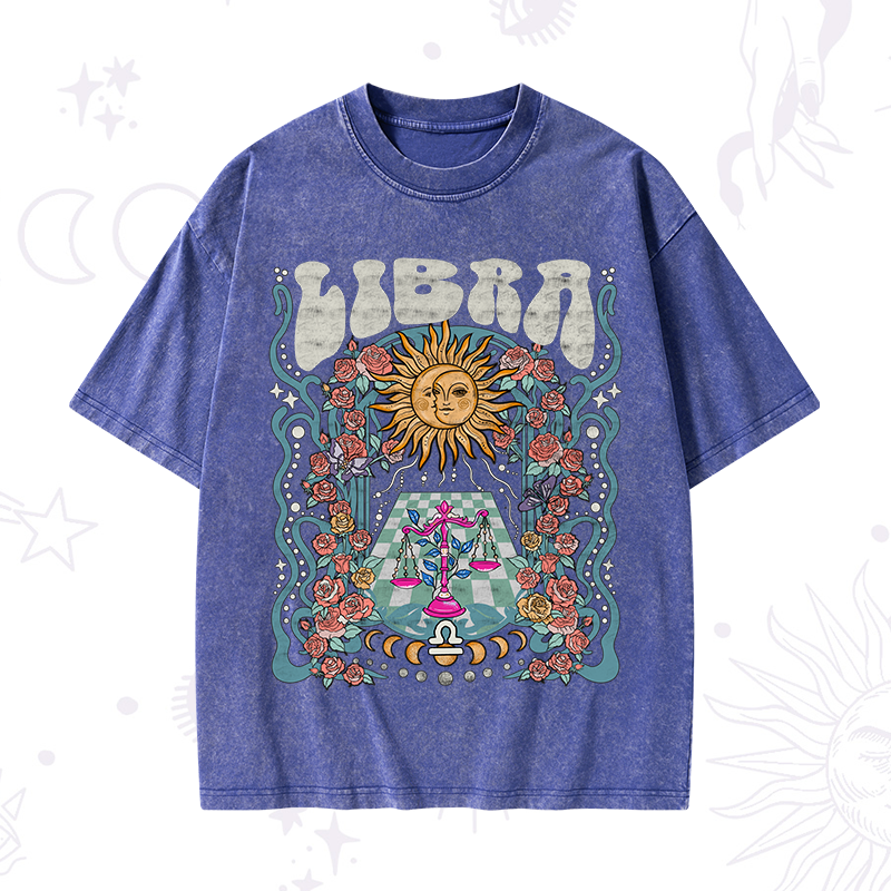 Libra Spirit Zodiac Washed T-Shirt