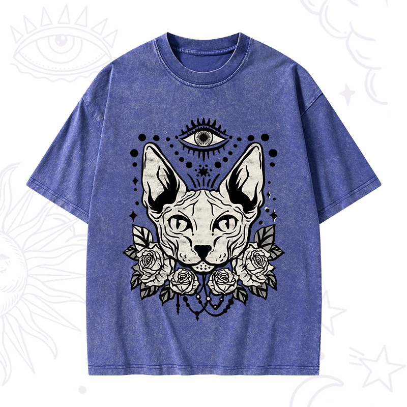 Mystical Cat Washed T-Shirt