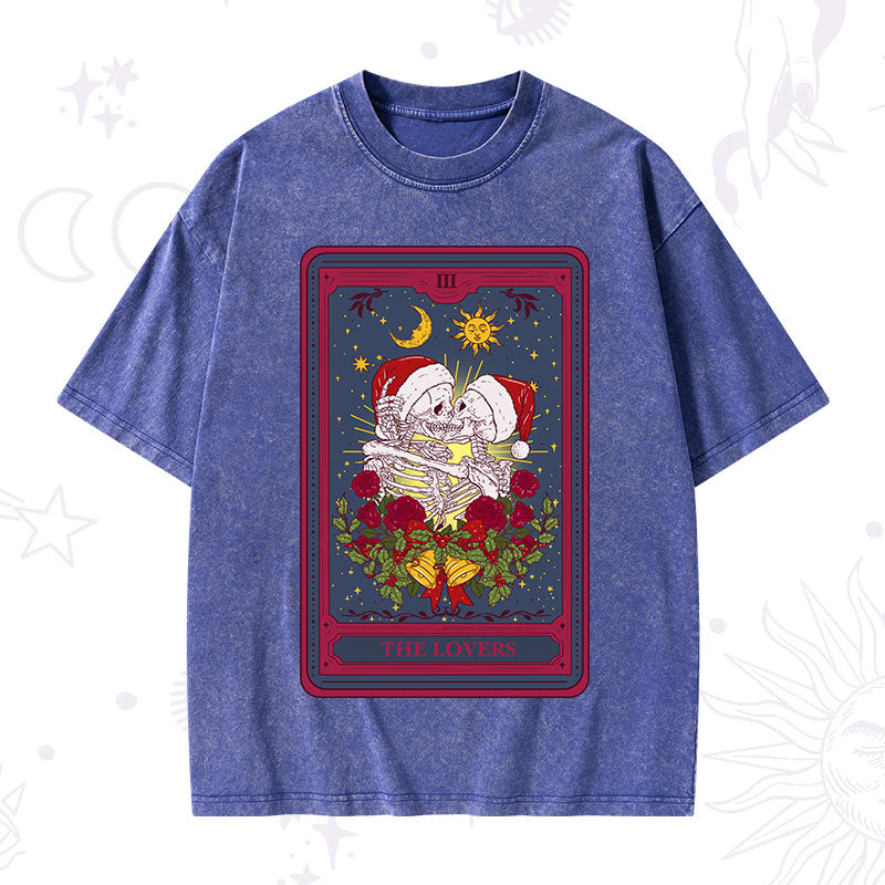 Christmas The Lovers Tarot Washed T-Shirt