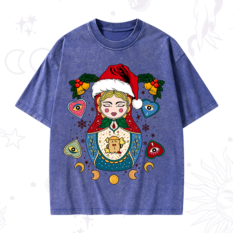 Christmas Nesting Doll Washed T-Shirt