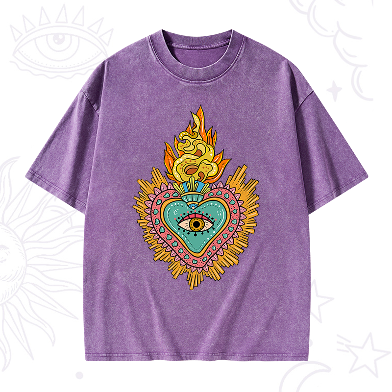 Rainbow Sacred Heart Washed T-Shirt