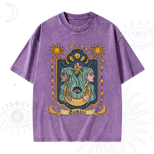 Gemini Zodiac Washed T-Shirt