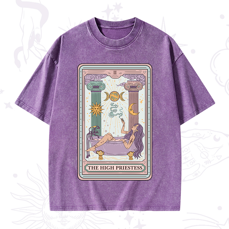 The High Priestess Tarot Washed T-Shirt