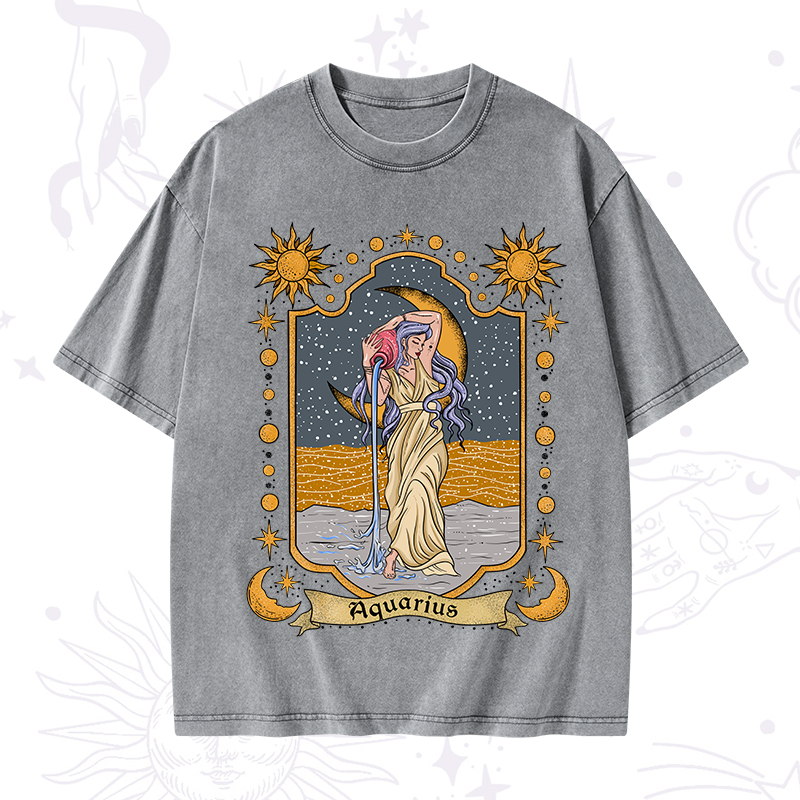 Aquarius Zodiac Washed T-Shirt