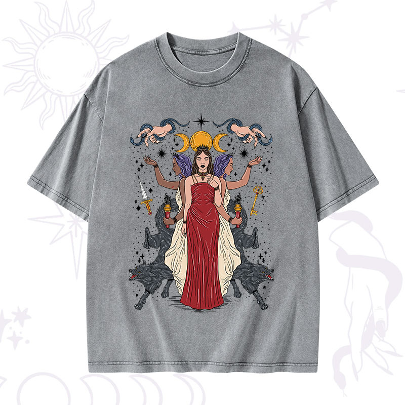 The Triple Goddess Hecate Washed T-Shirt