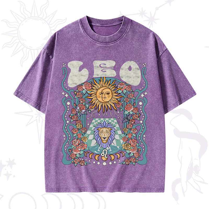 Leo Spirit Zodiac Washed T-Shirt