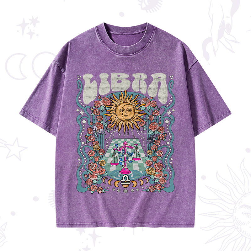 Libra Spirit Zodiac Washed T-Shirt