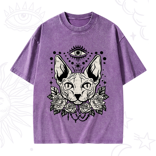 Mystical Cat Washed T-Shirt