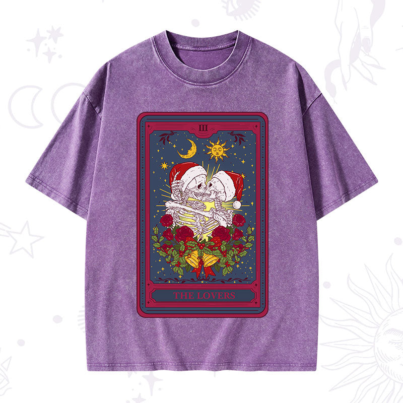 Christmas The Lovers Tarot Washed T-Shirt