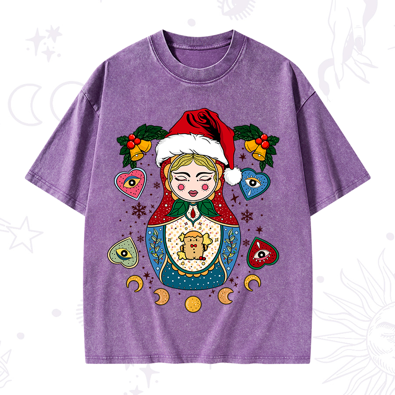 Christmas Nesting Doll Washed T-Shirt