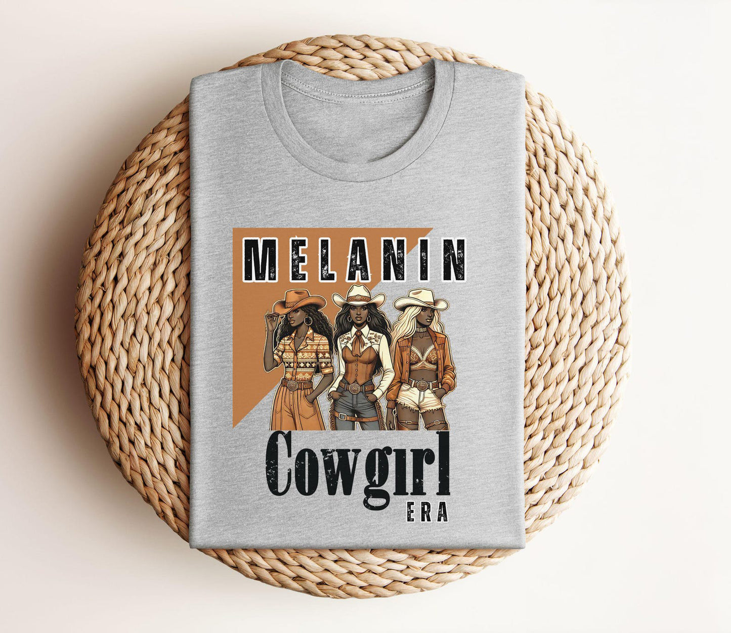 Melanin Cowgirl Era Crew Neck Short Sleeve Cotton T-shirt