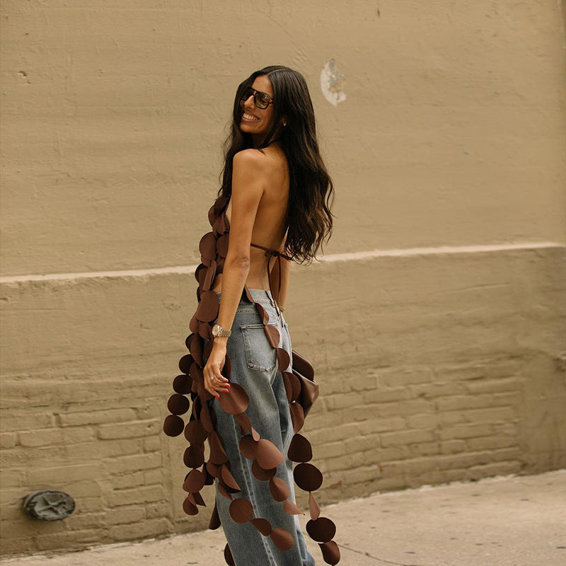 Fashion Street Shooting Sexy Sleeveless Backless Hollow Dress