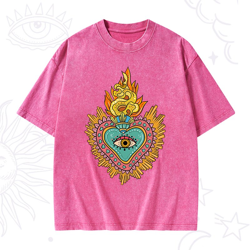 Rainbow Sacred Heart Washed T-Shirt