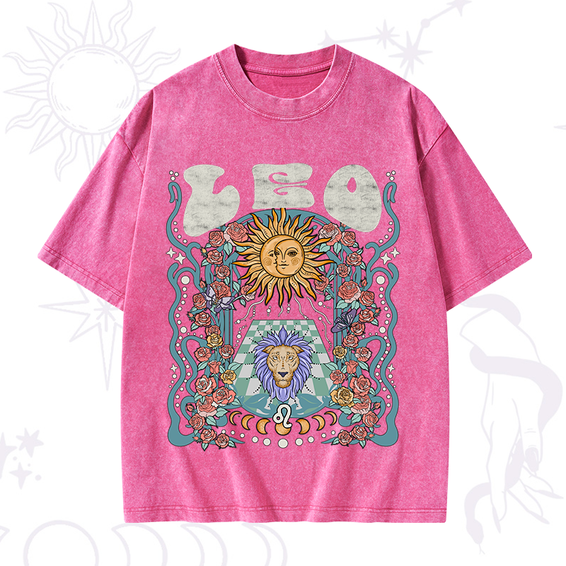 Leo Spirit Zodiac Washed T-Shirt