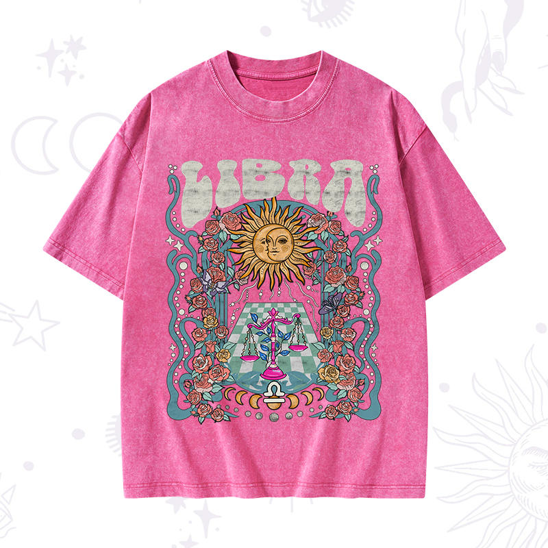 Libra Spirit Zodiac Washed T-Shirt