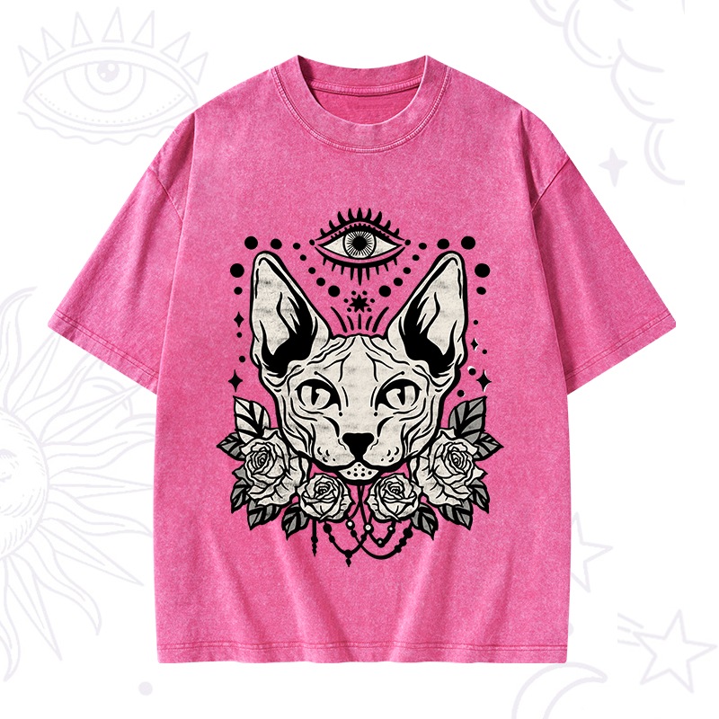 Mystical Cat Washed T-Shirt