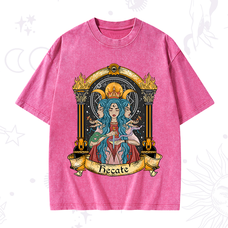 Triple Moon Goddess Hecate Washed T-Shirt