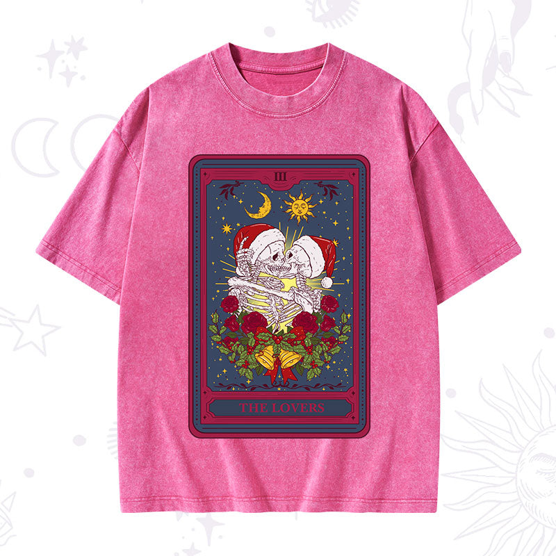 Christmas The Lovers Tarot Washed T-Shirt