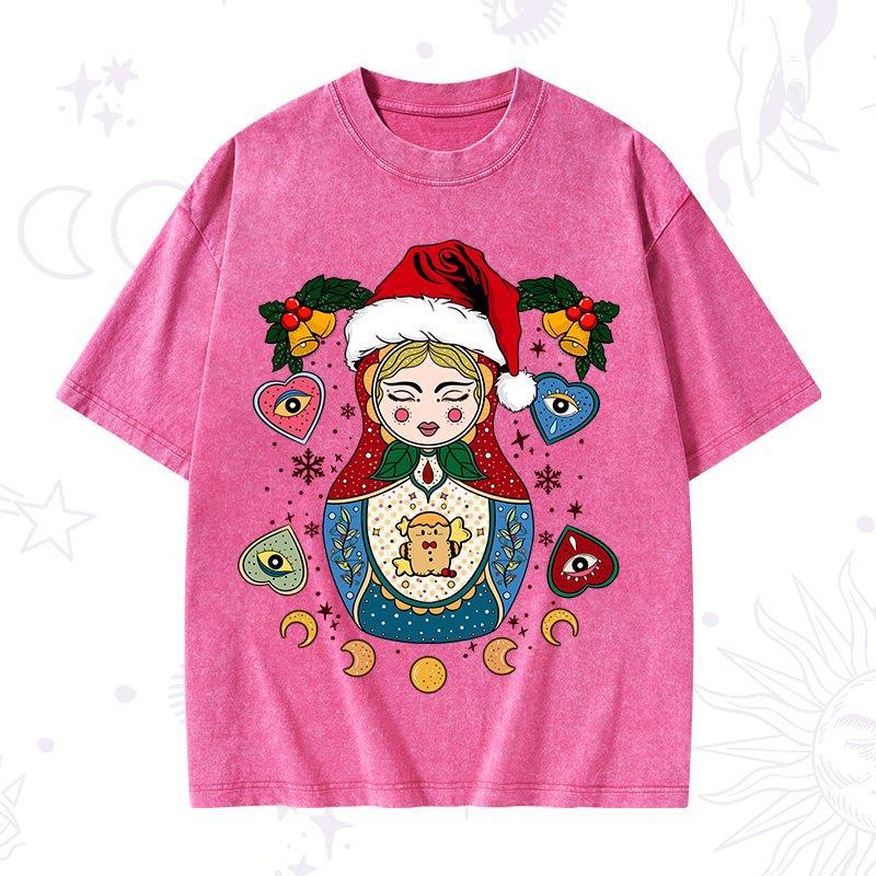 Christmas Nesting Doll Washed T-Shirt