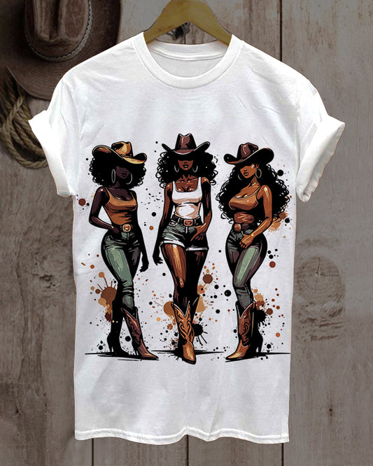 Melanin Rodeo Queen Black Cowgirls Neck Short Sleeve Tshirt