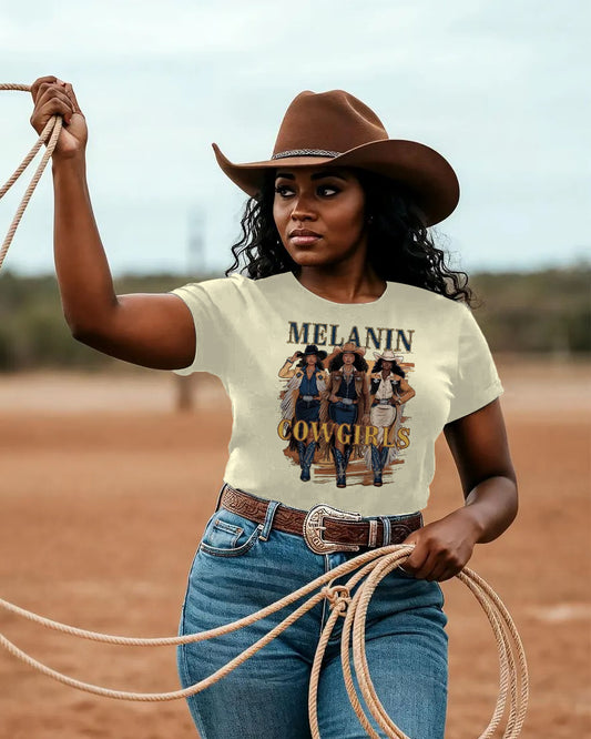 Melanin Cowgirls 100% Cotton Crew Neck Short Sleeve Tshirt