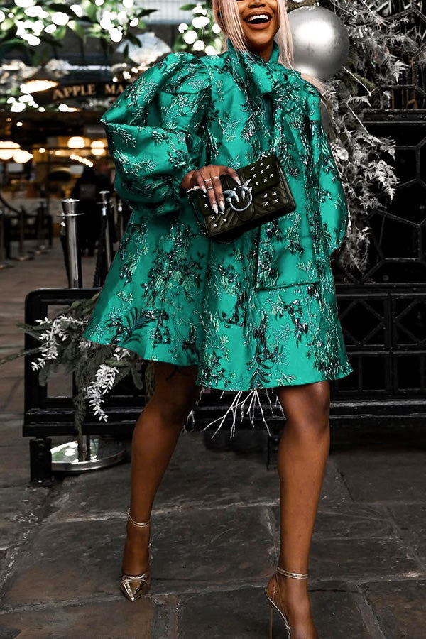 Stylish Lantern Sleeve Floral Print Dress