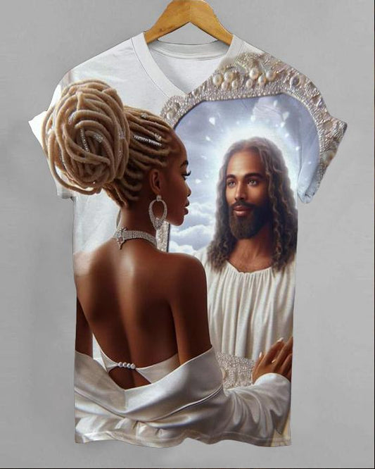 Jesus in My Heart V-neck Short Sleeve Tshirt