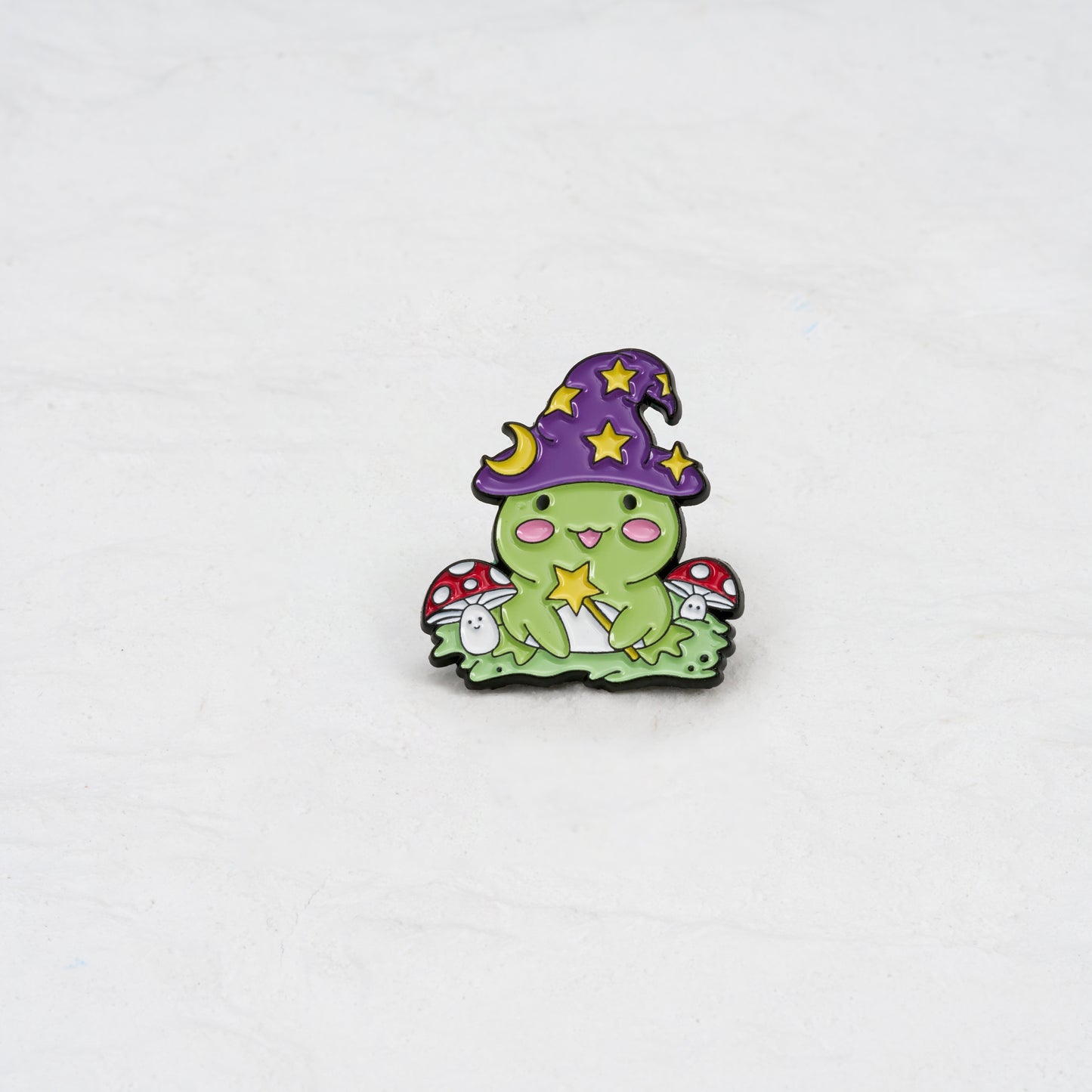 Frog Wizard With Mushrooms Pin