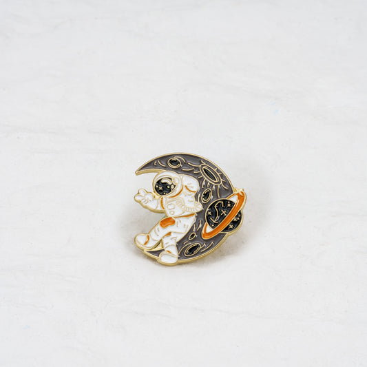 Astronaut Lying On Moon Pin