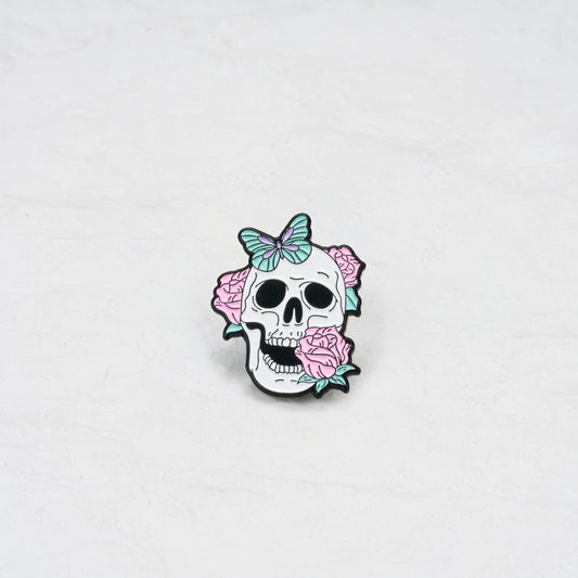 The Pink Skeletons With Flowers Pin