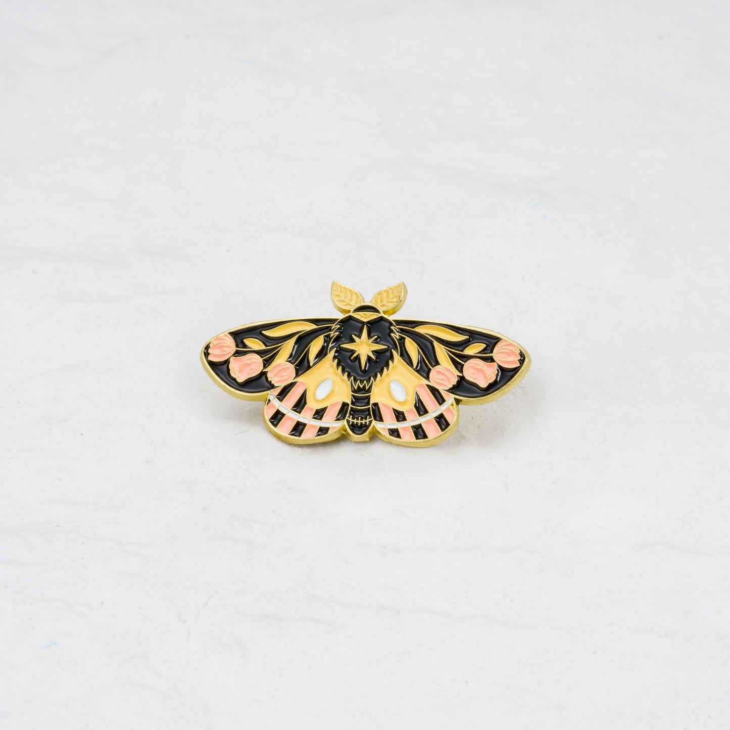 The Moth With Pink Roses Pin