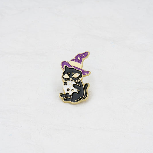 The Magic Cat Witch Pin