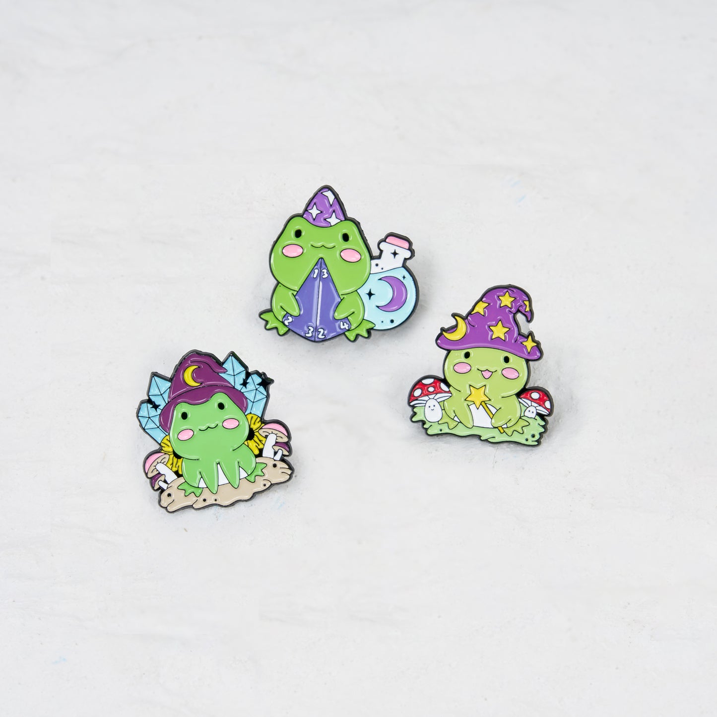 Frog Wizard With Mushrooms Pin